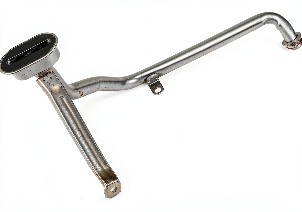 Engine oil pump pick‑up tube installed in a Chevrolet engine