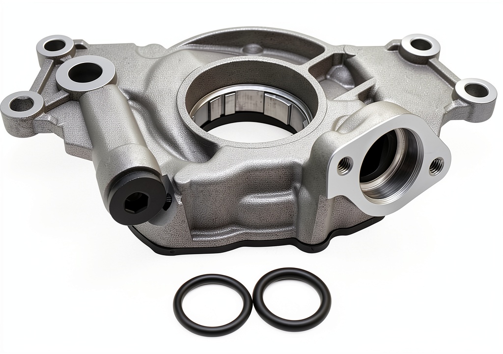 X4XZ engine oil pump installed in a Chevrolet Silverado engine bay