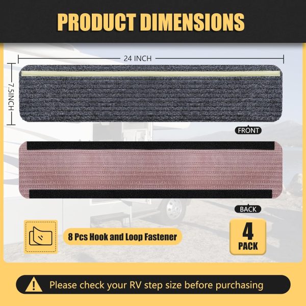 Flamesio RV Step Rug 24 x 7.5 Inch Non‑Slip Carpet 4 Pack-1