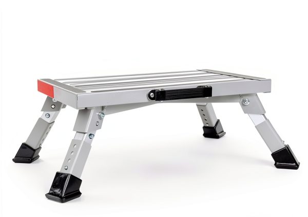 RV Step Stool Homeon Wheels Adjustable Folding Platform Gray SP-200-2