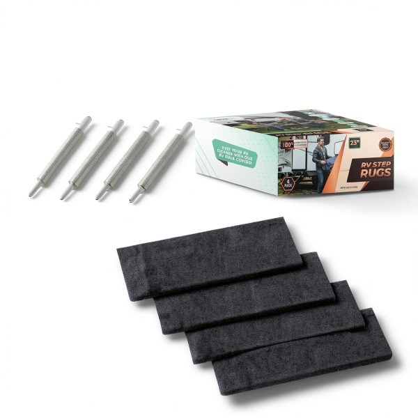 RV Step Rug LATCH.IT Double‑Layer Polyester 3‑Pack 23‑Inch Wide Black-5
