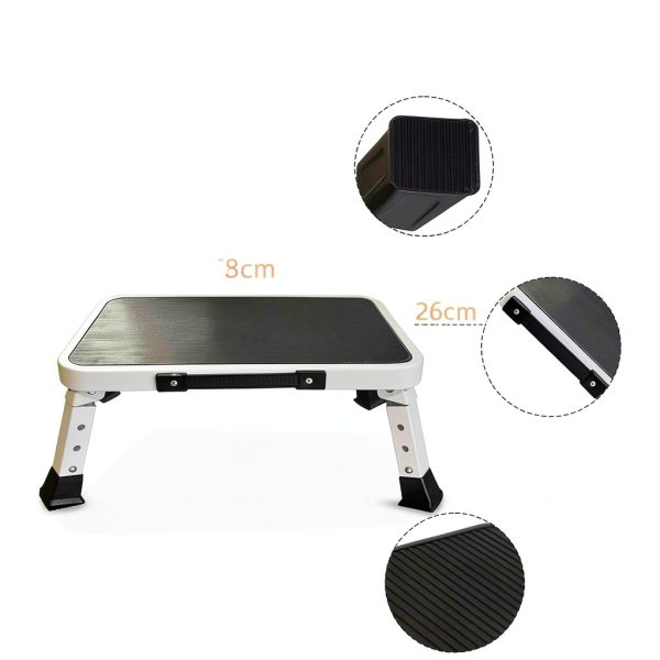 HYMIC Foldable Alloy Steel RV Step Stool Black 15.2 Inch-4