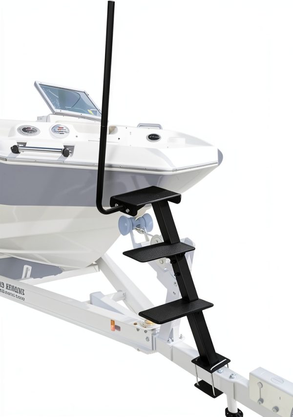 Boat Trailer Step OUTPRIZE 3-Step Black Alloy Steel Side Mount-0