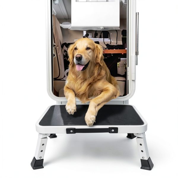 HYMIC Foldable Alloy Steel RV Step Stool Black 15.2 Inch-3