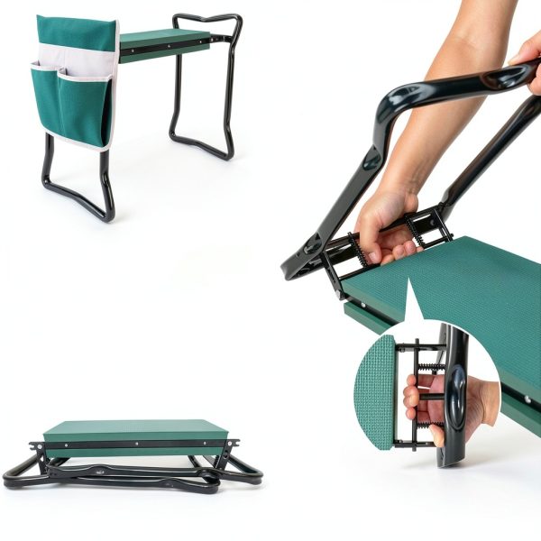 Garden Kneeler LeJoy Seat with Tool Bags and Claw Gloves Green-4