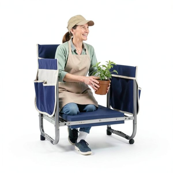 Luvenia Garden Kneeler Seat 2-in-1 Foldable Stool 10.8in Wide Blue-2