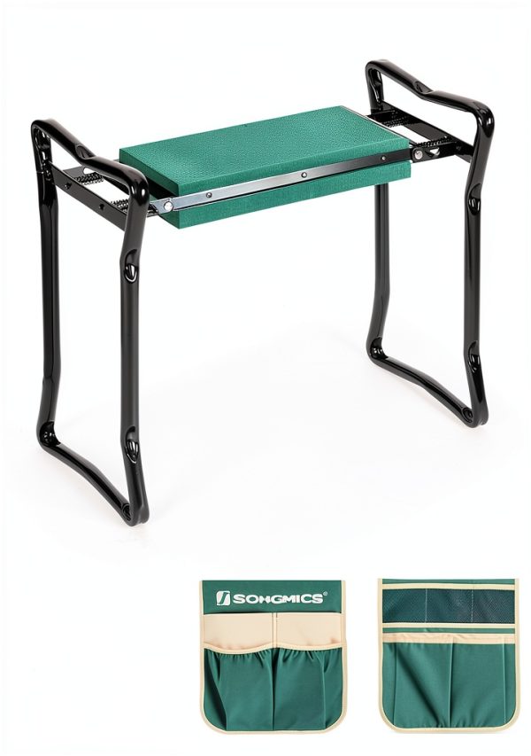 Garden Kneeler SONGMICS Seat with 2 Tool Bags Dark Green UGGK50L-2