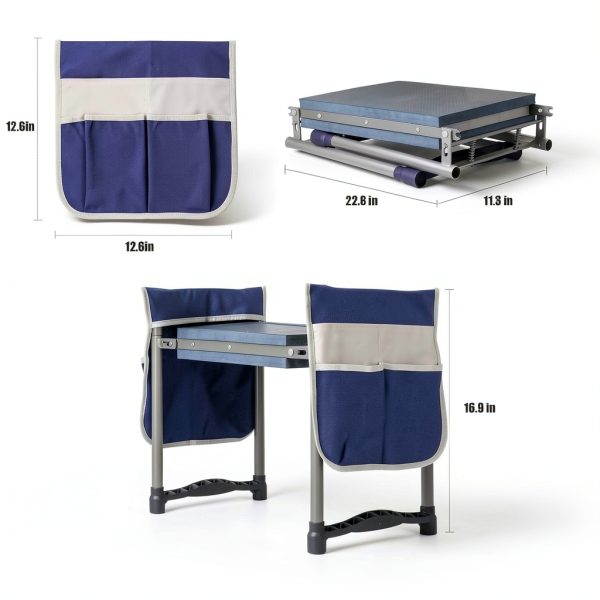 Luvenia Garden Kneeler Seat 2-in-1 Foldable Stool 10.8in Wide Blue-1