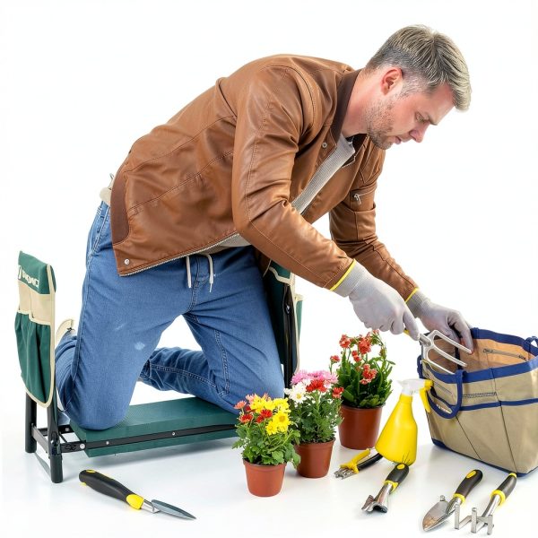 Garden Kneeler SONGMICS Seat with 2 Tool Bags Dark Green UGGK50L-1