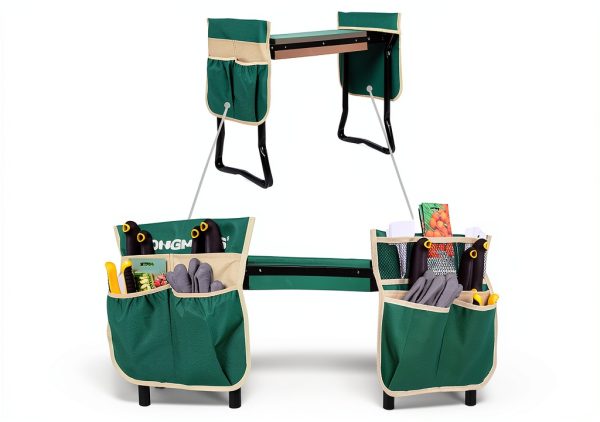 Garden Kneeler SONGMICS Seat with 2 Tool Bags Dark Green UGGK50L-4