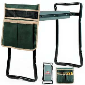 Garden Kneeler and Seat, Portable Foldable Gardening Kneeling Bench Stool with Tool Pouch and EVA Foam Kneeling Pad, Gardening Gifts for Women, Men, Gardeners, Seniors-0