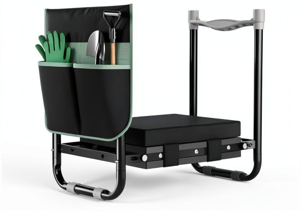 Garden Kneeler KeepTrim 2-in-1 Foldable Seat with Tool Pouch Black 21"-0