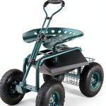 VEVOR Garden Cart Rolling Workseat with Wheels, Gardening Stool for Planting, 360 Degree Swivel Seat, Wagon Scooter with Steering Handle & Utility Tool Tray, Use for Patio, Yard, and Outdoors, Green-0