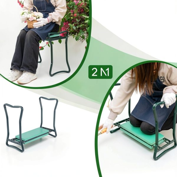 Garden Kneeler Backyard Expressions Large Green Multi Functional Seat-5