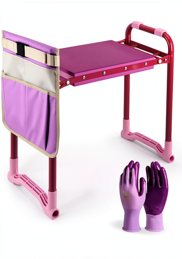 Colwelt Garden Kneeler Upgraded, Gardening Kneelers Stool with Rugged & Sturdy Steel Frame, Garden Seat and Kneeler Bench with Tool Pouch, EVA Foam Pad Protects Your Knees(Purple)-0