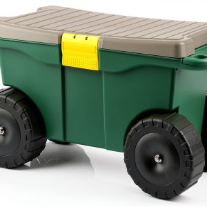 Rolling Garden Cart with Seat - Plastic Storage Bench by Pure Garden-0