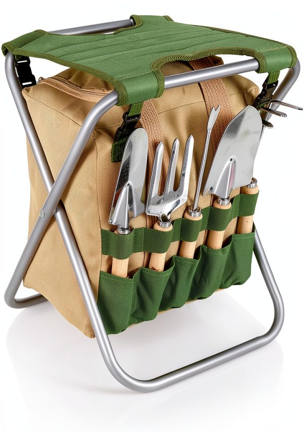 PICNIC TIME Folding Garden Kneeler Seat with Tool Set, Olive Green-7