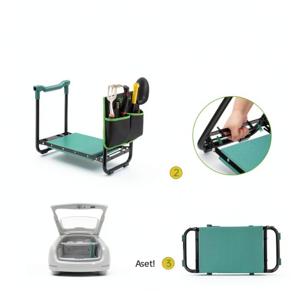 Bluesea Garden Kneeler and Seat - 2-in-1 Heavy Duty Garden Stool & Thick Kneeling Pad with Tool Pouch, Foldable Garden Bench for Planting, Weeding, Seniors, Women (350lbs Capacity)-5