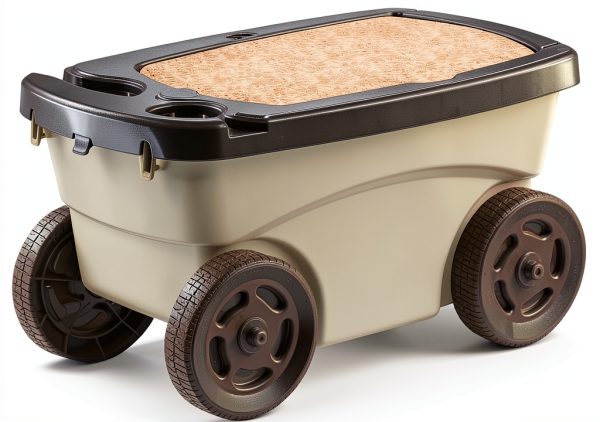 Garden Scooter Suncast 4-Wheel Workseat with Drink Holders Tan-0
