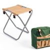 Pure Garden Folding Stool with Tool Bag and 5 Tools Tan Green Silver-1