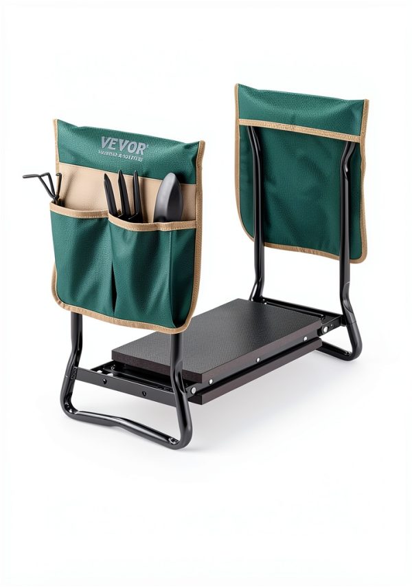 VEVOR Folding Garden Kneeler Seat with 8in EVA Pad Green Portable-2