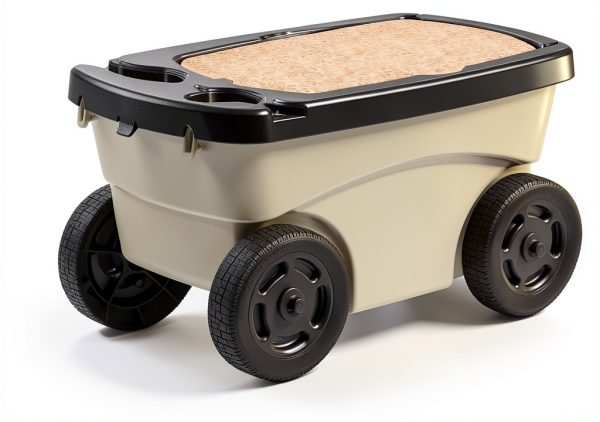 Garden Scooter Suncast 4-Wheel Workseat with Drink Holders Tan-3