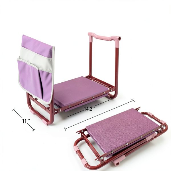 Colwelt Garden Kneeler Upgraded, Gardening Kneelers Stool with Rugged & Sturdy Steel Frame, Garden Seat and Kneeler Bench with Tool Pouch, EVA Foam Pad Protects Your Knees(Purple)-1