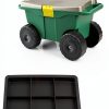 Rolling Garden Cart with Seat - Plastic Storage Bench by Pure Garden-1