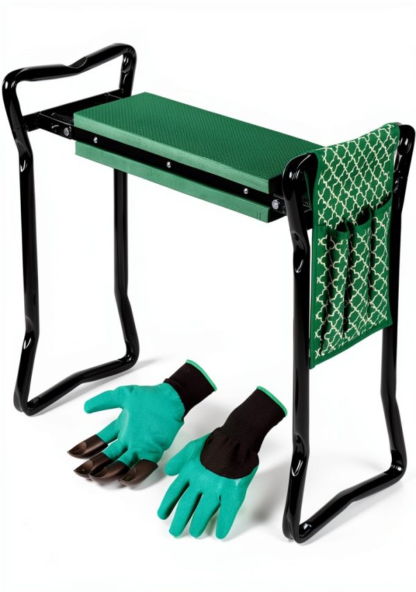 Garden Kneeler And Stool - Foldable Garden Seat For Storage - EVA Foam - Heavy Duty and Lightweight Gardening Yard Tools - Great for Gardening Gifts for Women - Bench Comes With Tool Pouch and Gloves-0