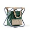 Pure Garden Folding Stool with Tool Bag and 5 Tools Tan Green Silver-4