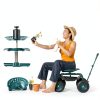 VEVOR Garden Cart Rolling Workseat with Wheels, Gardening Stool for Planting, 360 Degree Swivel Seat, Wagon Scooter with Steering Handle & Utility Tool Tray, Use for Patio, Yard, and Outdoors, Green-1