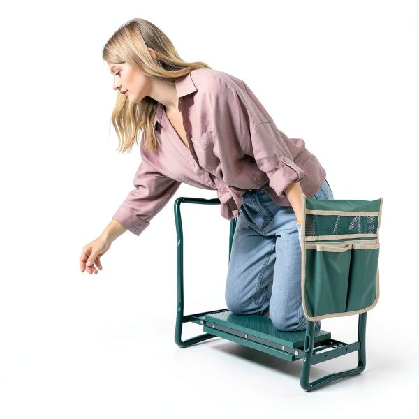 Garden Kneeler and Seat, Portable Foldable Gardening Kneeling Bench Stool with Tool Pouch and EVA Foam Kneeling Pad, Gardening Gifts for Women, Men, Gardeners, Seniors-1