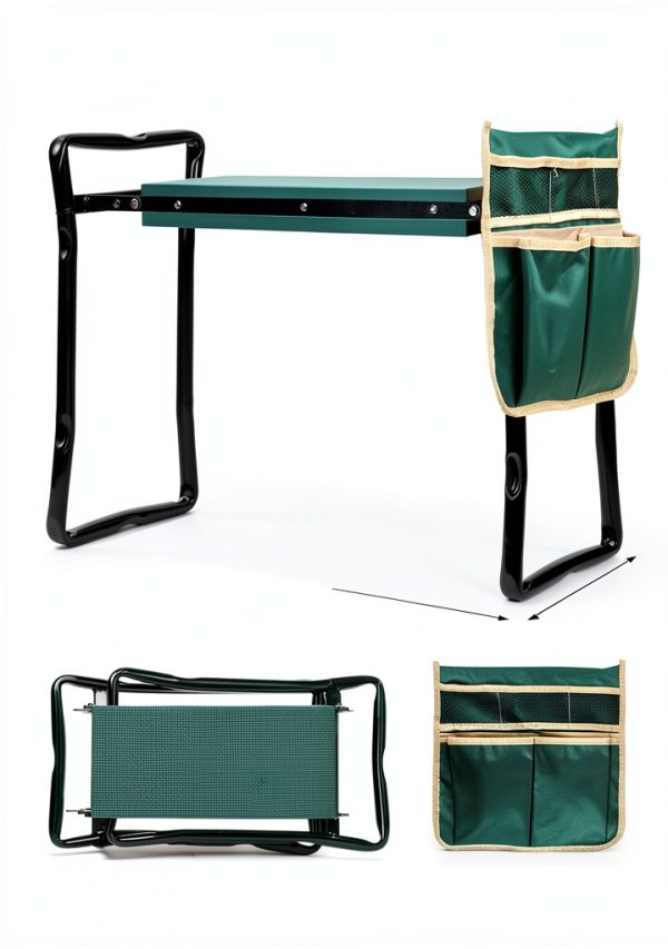 Garden Kneeler and Seat, Portable Foldable Gardening Kneeling Bench Stool with Tool Pouch and EVA Foam Kneeling Pad, Gardening Gifts for Women, Men, Gardeners, Seniors-2