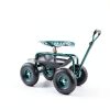 VEVOR Garden Cart Rolling Workseat with Wheels, Gardening Stool for Planting, 360 Degree Swivel Seat, Wagon Scooter with Steering Handle & Utility Tool Tray, Use for Patio, Yard, and Outdoors, Green-6
