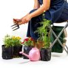 Pure Garden Folding Stool with Tool Bag and 5 Tools Tan Green Silver-3
