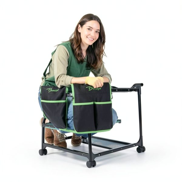 Bluesea Garden Kneeler and Seat - 2-in-1 Heavy Duty Garden Stool & Thick Kneeling Pad with Tool Pouch, Foldable Garden Bench for Planting, Weeding, Seniors, Women (350lbs Capacity)-6