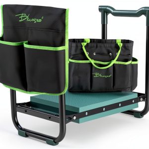 Bluesea Garden Kneeler and Seat - 2-in-1 Heavy Duty Garden Stool & Thick Kneeling Pad with Tool Pouch, Foldable Garden Bench for Planting, Weeding, Seniors, Women (350lbs Capacity)-0