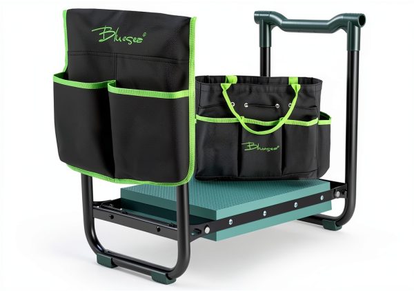 Bluesea Garden Kneeler and Seat - 2-in-1 Heavy Duty Garden Stool & Thick Kneeling Pad with Tool Pouch, Foldable Garden Bench for Planting, Weeding, Seniors, Women (350lbs Capacity)-0