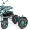 VEVOR Garden Cart Rolling Workseat with Wheels, Gardening Stool for Planting, 360 Degree Swivel Seat, Wagon Scooter with Steering Handle & Utility Tool Tray, Use for Patio, Yard, and Outdoors, Green-3