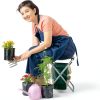 Pure Garden Folding Stool with Tool Bag and 5 Tools Tan Green Silver-8