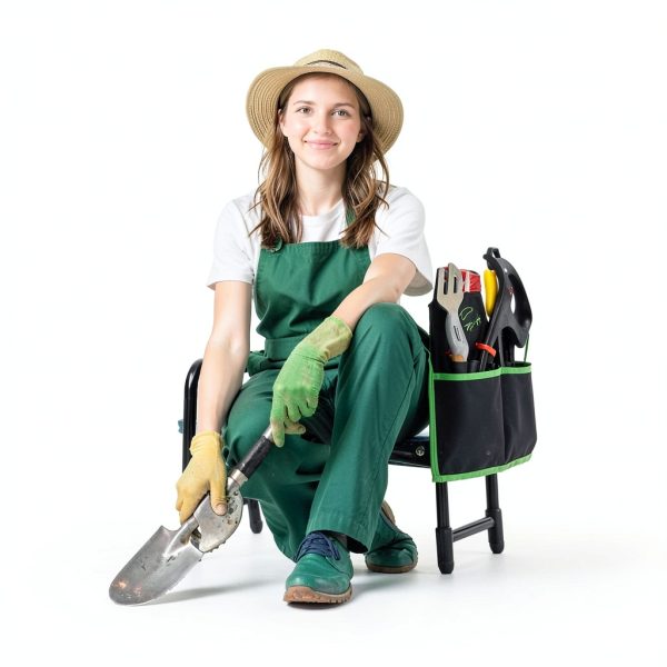 Bluesea Garden Kneeler and Seat - 2-in-1 Heavy Duty Garden Stool & Thick Kneeling Pad with Tool Pouch, Foldable Garden Bench for Planting, Weeding, Seniors, Women (350lbs Capacity)-2