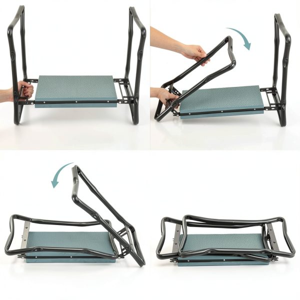 Garden Kneeler Seat Stool by HomGarden Foldable with Tool Pouch-4