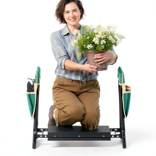 VEVOR Folding Garden Kneeler Seat with 8in EVA Pad Green Portable-1