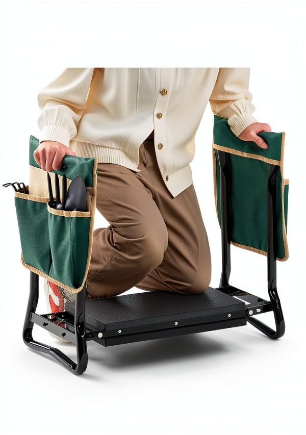 VEVOR Folding Garden Kneeler Seat with 8in EVA Pad Green Portable-4