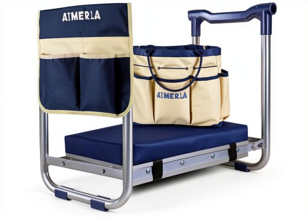 Aimerla K5 Foldable Kneeler Seat - Heavy Duty (Detachable Cloud Kneeler Pad) - Garden Stool - 2 Large Tool Bags - Portable Bench for Indoor & Outdoor-0