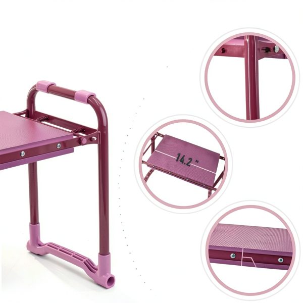 Colwelt Garden Kneeler Upgraded, Gardening Kneelers Stool with Rugged & Sturdy Steel Frame, Garden Seat and Kneeler Bench with Tool Pouch, EVA Foam Pad Protects Your Knees(Purple)-8