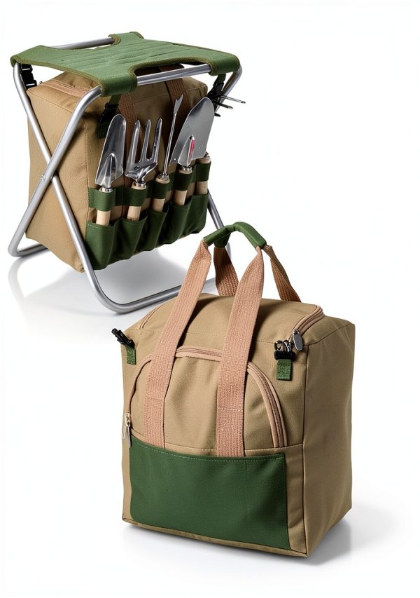 PICNIC TIME Folding Garden Kneeler Seat with Tool Set, Olive Green-10